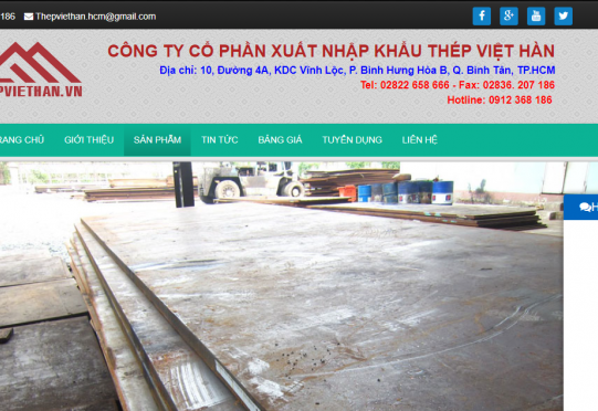 Thiết kế web thép Việt Hàn