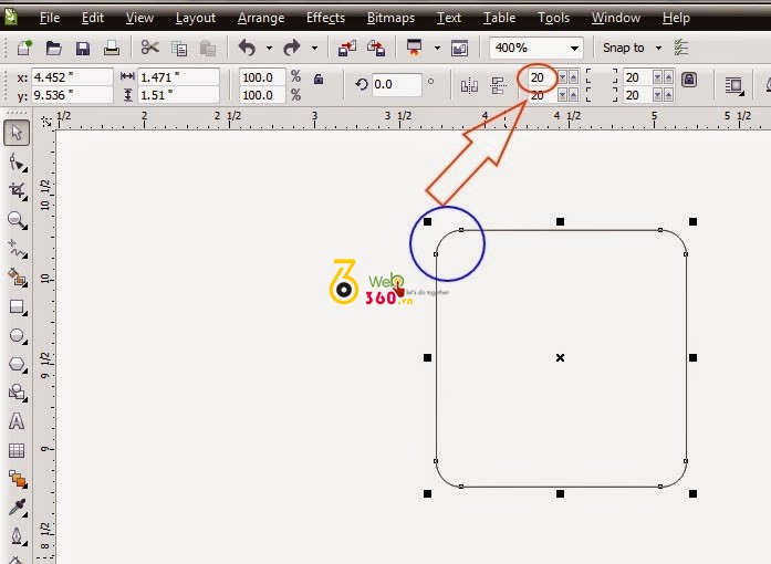 Cách bo tròn hình chữ nhật, hình vuông trong Corel